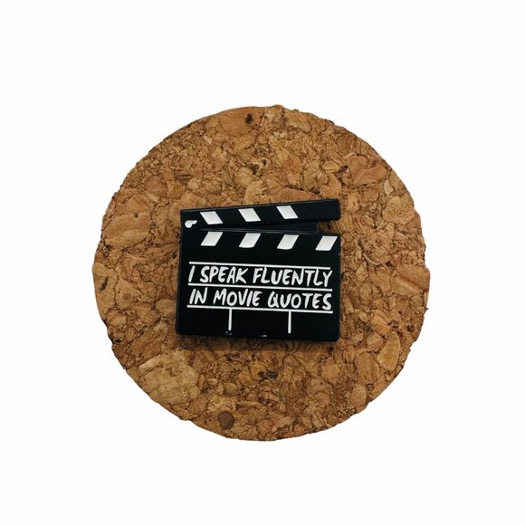 ✨Movie Set Clapboard Enamel Pin Speak Fluently In Movie Quotes Brooch Black Film - Picture 3 of 6
